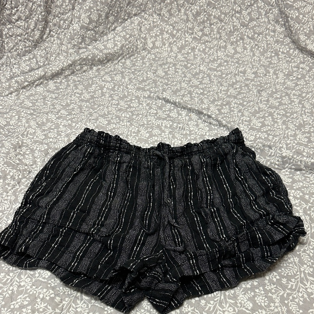 Time and Tru Black Striped High Waist Women’s Shorts